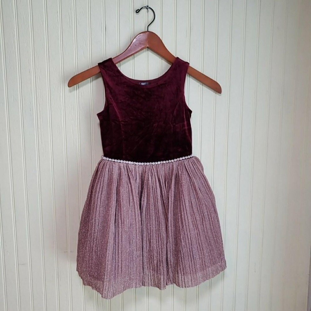 Pink & Violet Dress Girls 7 Purple Velvet Tulle Sleeveless Rhinestone Party
